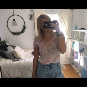 Pink & white tie dye tee